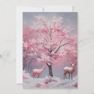 Belle carte de Noël rose Vintage