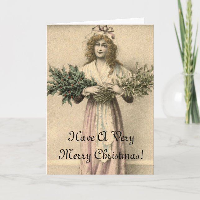 Belle carte de Noël vintage ange (Devant)