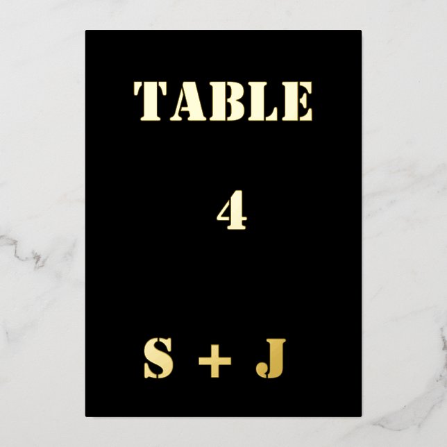 Belle carte de numéro de table de mariage en feuil (Recto)