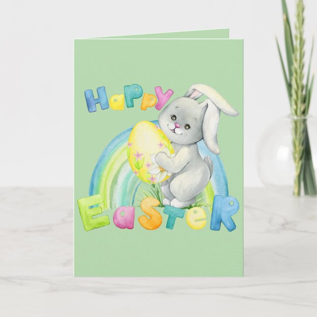 Belle carte de Pâques avec de doux bébés animaux (Devant)