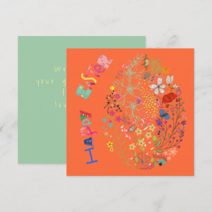 Belle carte de Pâques florale aux oeufs colorés