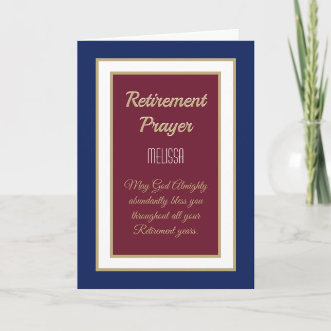 Belle carte de prière personnalisée pour retraités (Devant)