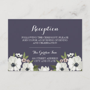 Belle carte de réception fleurie - violet