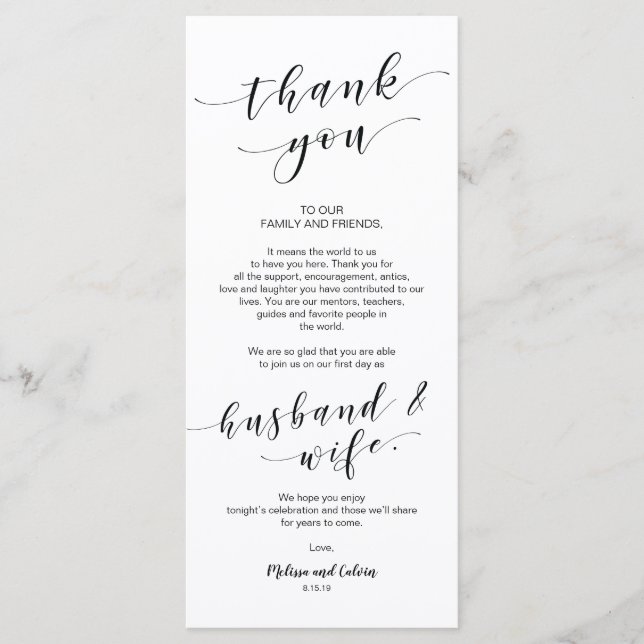 Belle carte de réglage Elegant Merci (Devant)