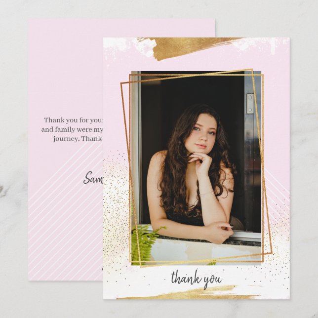 Belle Carte de remerciements de graduation encadré (Devant / Derrière)
