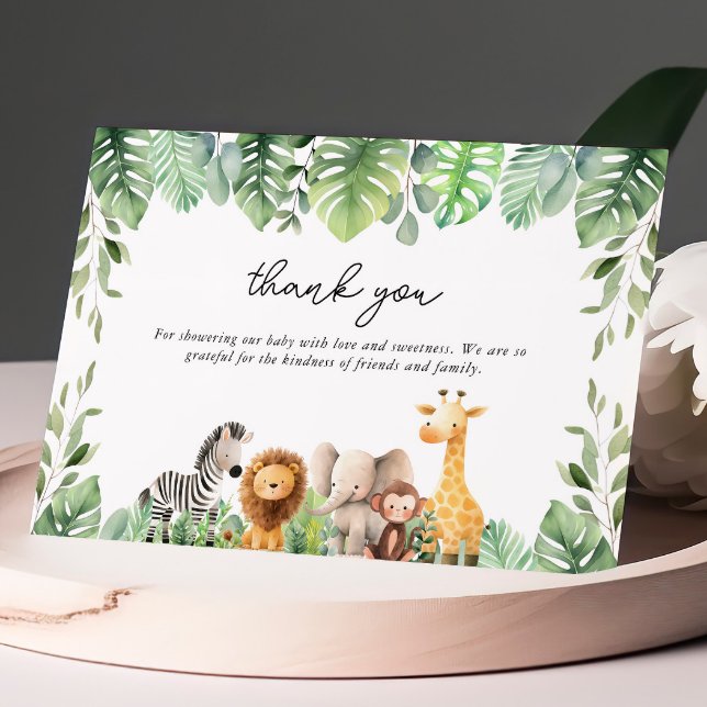 Belle Carte de remerciements Safari Animaux (Cute Baby Safari Animals Thank You Enclosure Card)
