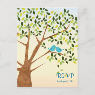Belle carte de réponse d'arbre d'oiseaux