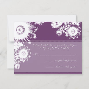 Belle carte de réponse de mariage floral violet vi