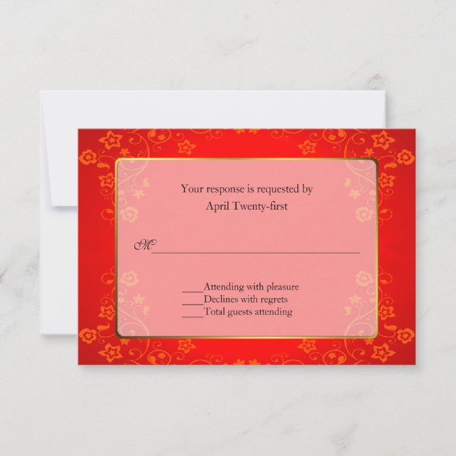 Belle carte de réponse de mariage rouge RSVP (Devant)