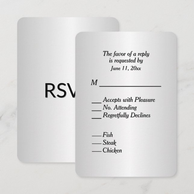 Belle carte de réponse RSVP avec menu à dégradé d' (Devant / Derrière)
