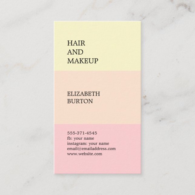 Belle carte de visite aux couleurs pastel. (Devant)