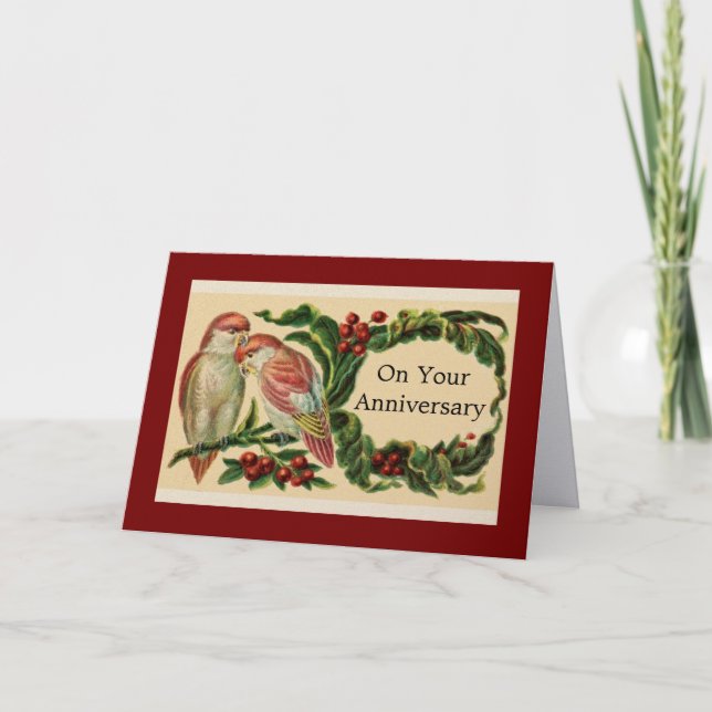 Belle carte de voeux d'anniversaire avec oiseaux v (Devant)