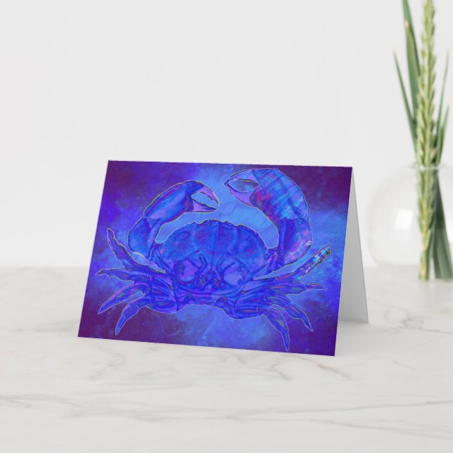 Belle carte de voeux de crabe bleu (Devant)