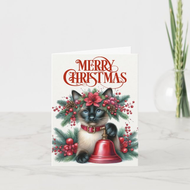 Belle carte de voeux de Noël de chats de Siamese (Devant)