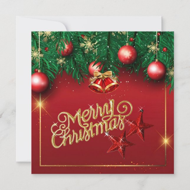 Belle carte de vœux de Noël Rouge Or (Devant)
