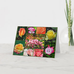 Belle carte de vœux en collage de roses