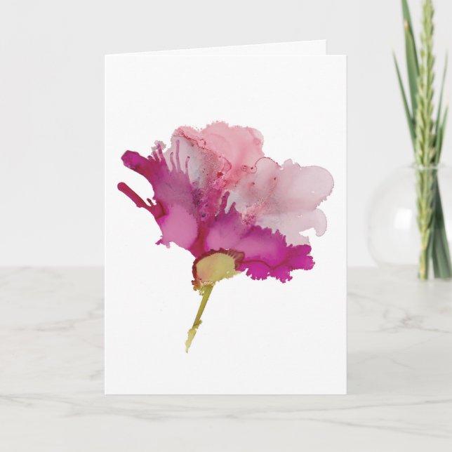 Belle carte de vœux florale rose abstraite (Devant)