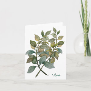 Belle carte de voeux pliée Botanique/Basil