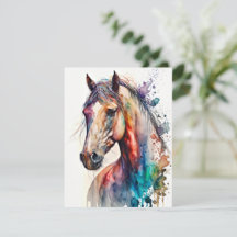 Belle Carte de voeux pour Cheval d'Aquarelle
