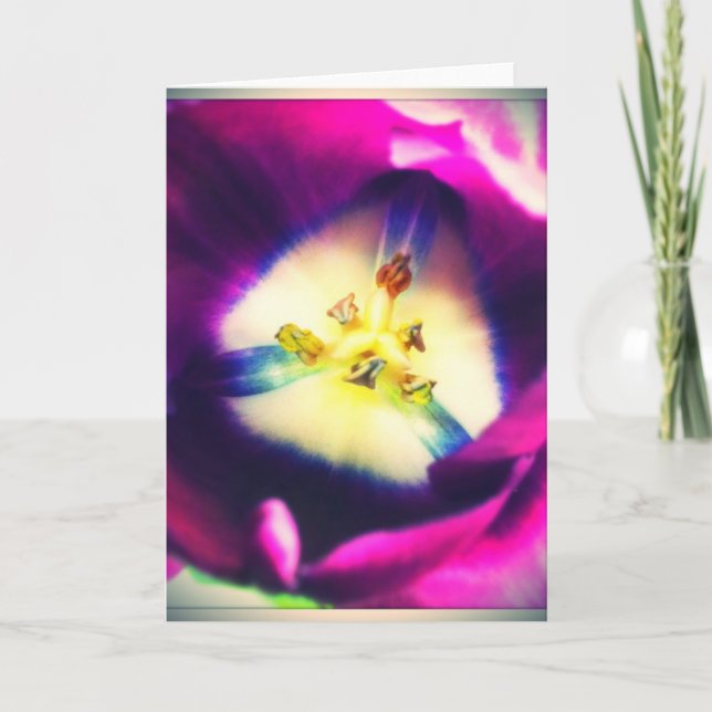 Belle carte de voeux pourpre de blanc de tulipe (Devant)