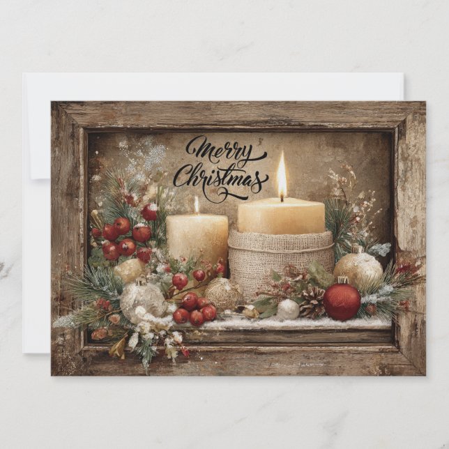 Belle carte de vœux rustique de Noël  (Devant)
