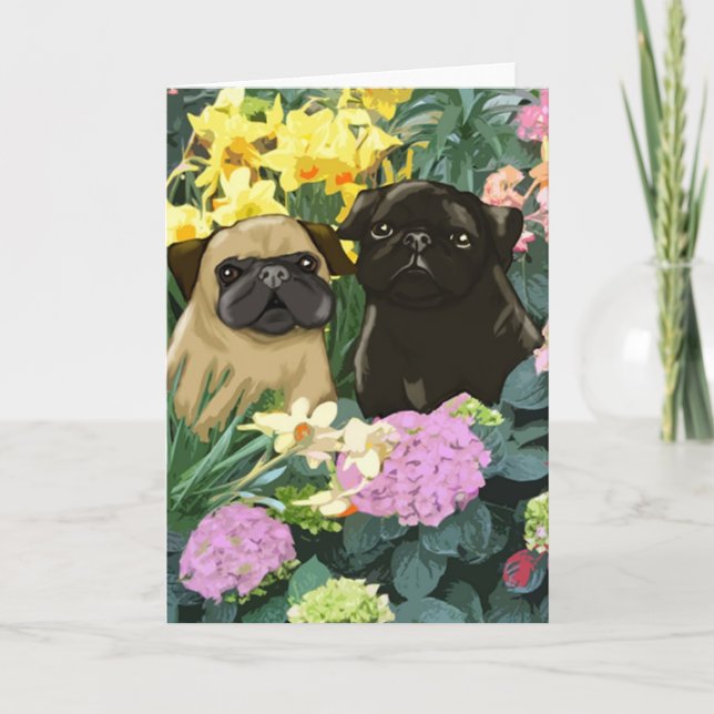 Belle carte de voeux Spring Puggies (Devant)