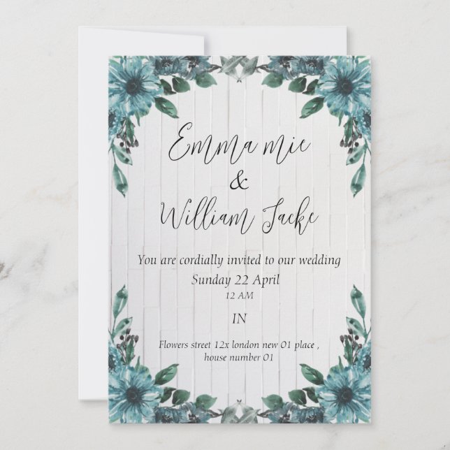 Belle carte d'invitation de mariage  (Devant)