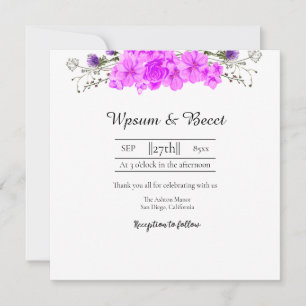Belle carte d'invitation florale mariage