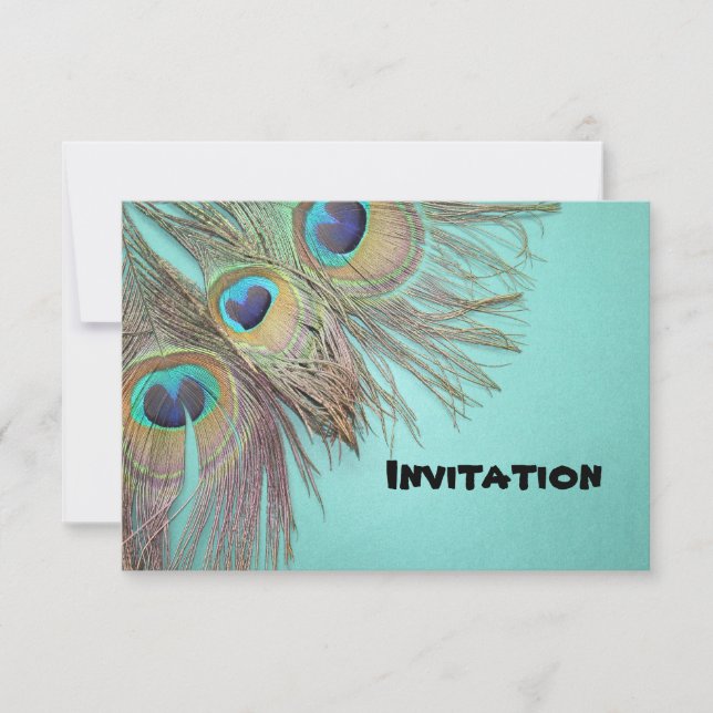 Belle carte d'invitation Peacock Feathers (Devant)