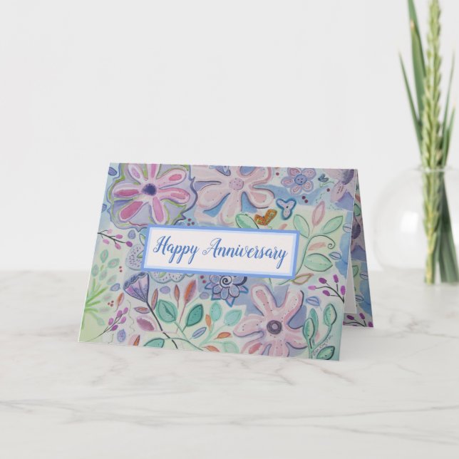 Belle carte Floral Joyeux Anniversaire (Devant)
