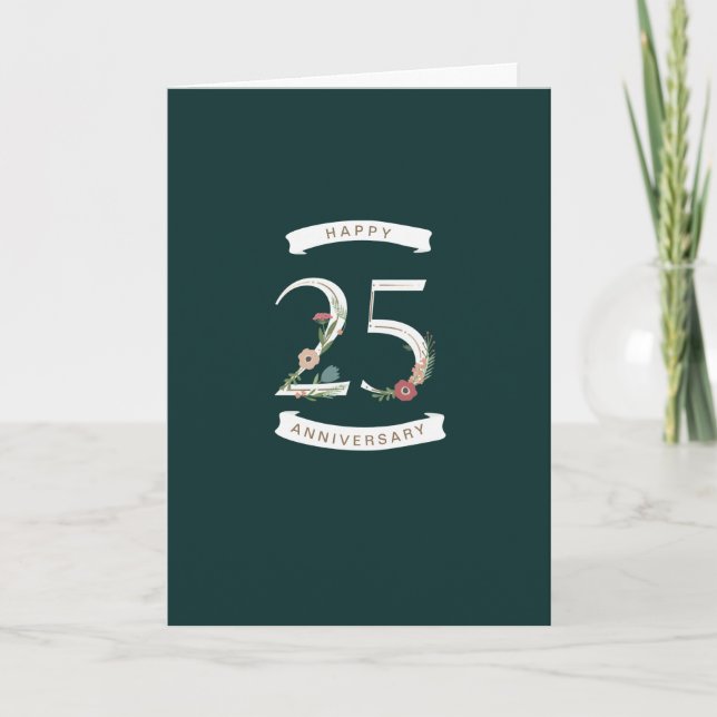 Belle carte florale 25e anniversaire (Devant)