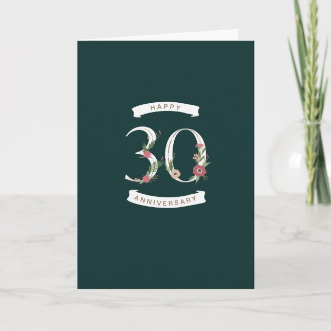 Belle carte florale 30e anniversaire (Devant)