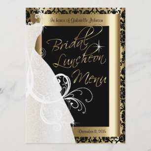 Belle carte nuptiale en or et noir Damas