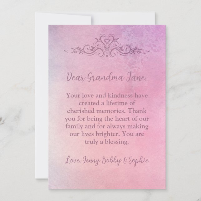 Belle carte personnalisée pour grand-mère (Devant)