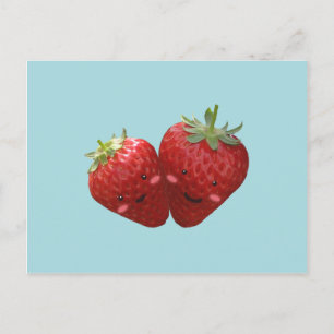 Belle Carte postale Couple fraise