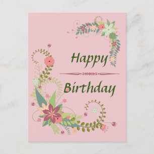 Belle carte postale d'anniversaire florale rose ve
