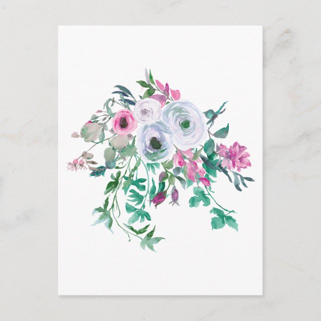 Belle Carte postale Fleurs Aquarelles (Devant)
