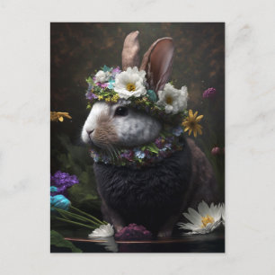 Belle carte postale Rabbit Floral