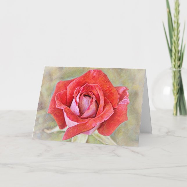 Belle carte rouge rose rose Art Note (Devant)