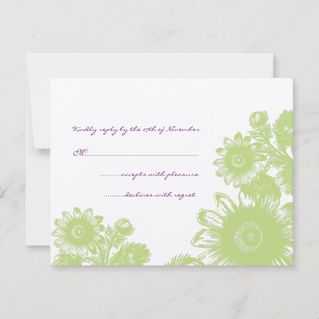 Belle carte RSVP de mariage Vintage à fleurs (Devant)