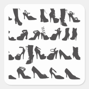 Belle Chaussures de mode Silhouettes Sticker Carré