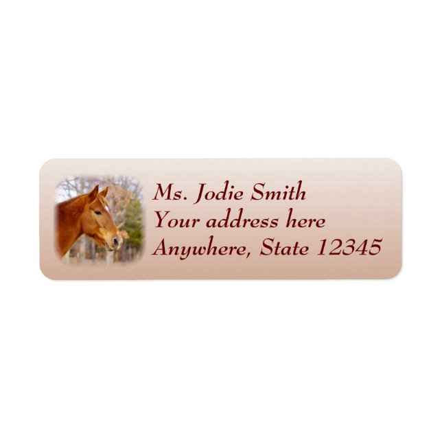 Belle Chestnut Horse Adresse de retour Étiquettes (Devant)