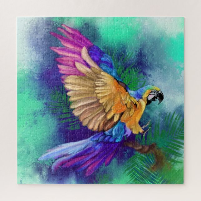 Belle couleur perroquet d'aquarelle Puzzle (Vertical)