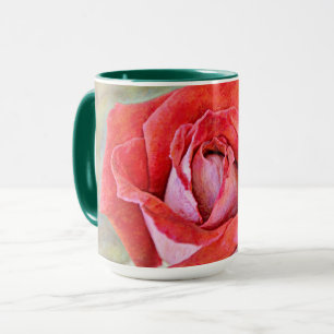 Belle Coupe d'Art Mug de la Fleur Rose Rouge