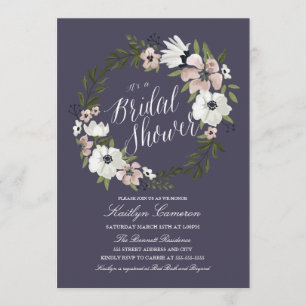 Belle couronne Florale - Invitation à la douche nu