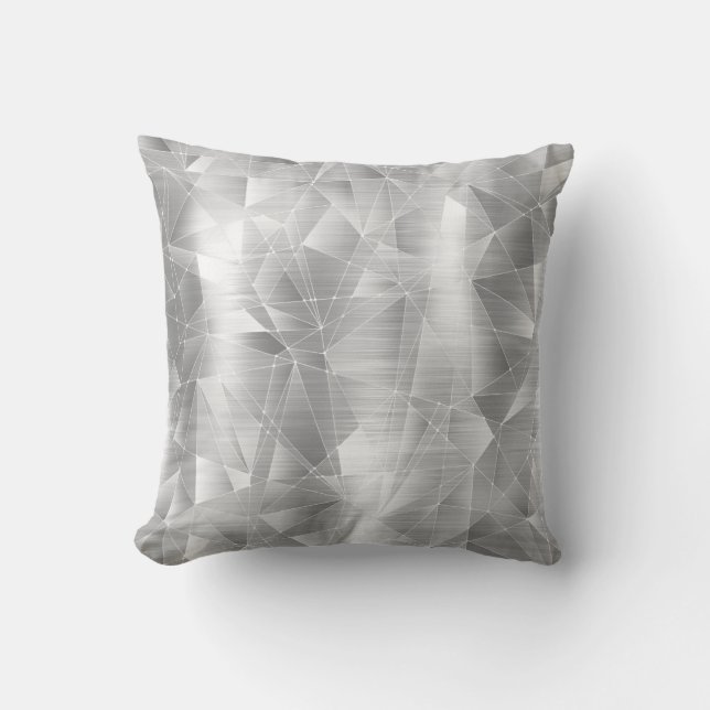 Belle Coussin de Motif géométrique Silver de luxe (Recto)