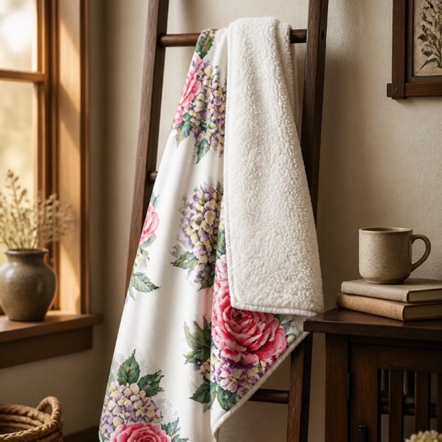 Belle couverture Sherpa aux roses rouges (Créateur téléchargé)