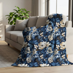 Belle couverture sherpa en peluche florale ivoire 
