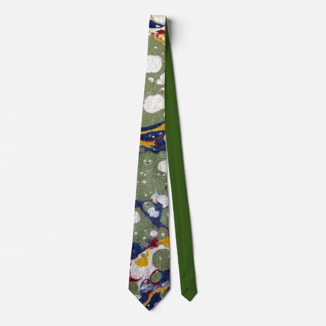 Belle Cravate en papier marbré d'époque (Devant)