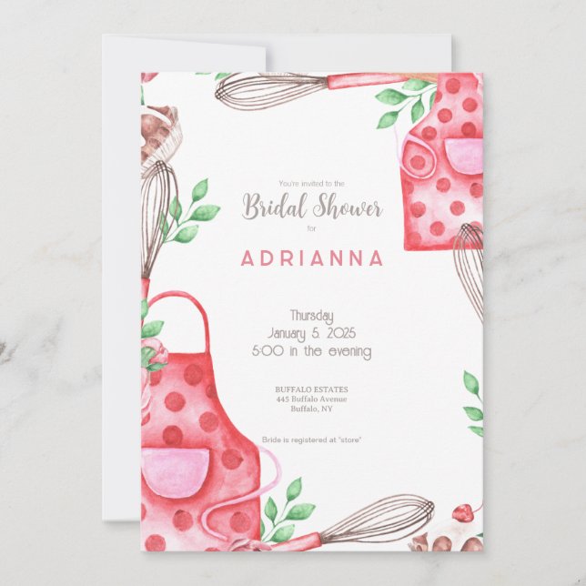 Belle Cuisine Rose Invitation à la douche nuptiale (Devant)